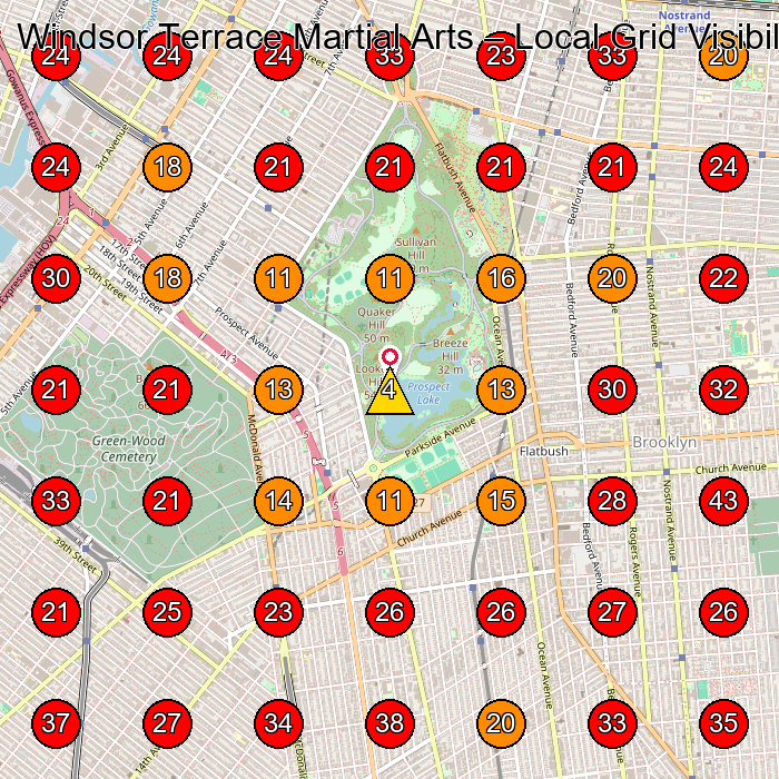 Windsor Terrace Martial Arts GeoGrid visibility map for Martial Arts School in Brooklyn